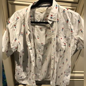 Aeropostale White and Ice Cream Button Down Shirt Medium